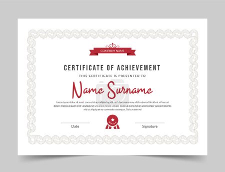 Photo for Red Certificate of appreciation, Clean modern certificate with badge, Certificate vector template - Royalty Free Image