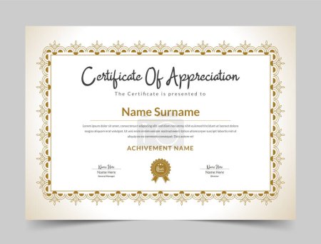 Photo for Blue certificate of appreciation template, Clean modern certificate with badge, Certificate vector template - Royalty Free Image