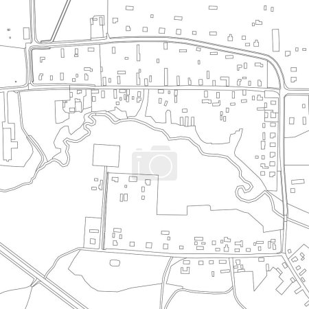 Téléchargez les illustrations : Part of urban plan of a town with river. Vector map. - en licence libre de droit
