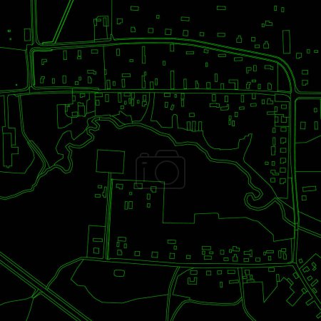 Téléchargez les illustrations : Carte topographique abstraite à l'écran radar. Vecteur rétro vert fond noir. - en licence libre de droit