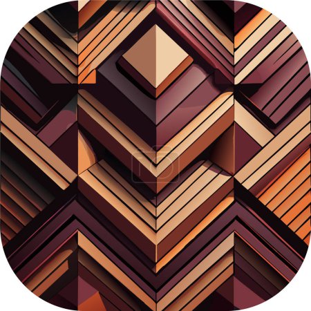 Illustration for Geometric wooden design, mobile wallpaper, dark theme colors,  abstract geometric ornament, lines, stripes, grid, and lattice. Decorative stencil for laser cutting of wood panel, metal, plastic, and paper. - Royalty Free Image