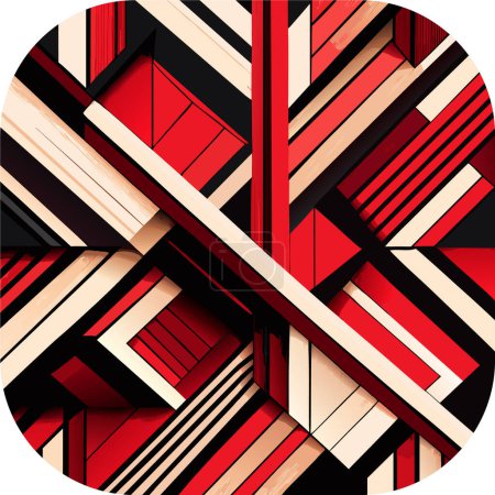Illustration for Geometric wooden design, mobile wallpaper, dark theme colors,  abstract geometric ornament, lines, stripes, grid, and lattice. Decorative stencil for laser cutting of wood panel, metal, plastic, and paper. - Royalty Free Image