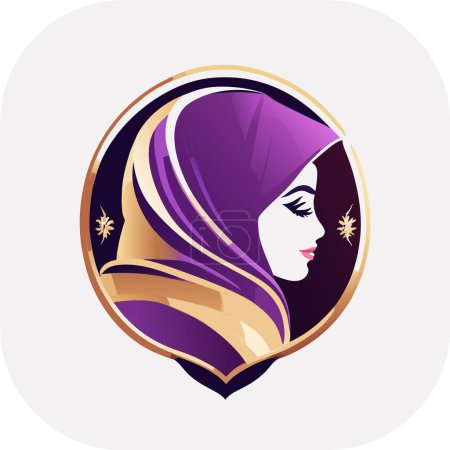 Illustration for Woman hijab logo with unique concept and business card design Premium Vector, Muslim fashion hijab logo design, beautiful headscarf for Muslim women - Royalty Free Image