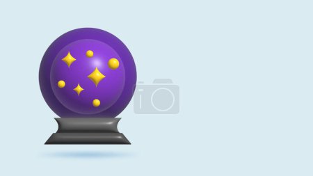 Photo for 3D Realistic Illustration Witch ball purple glass spell magic with sparkling - Royalty Free Image