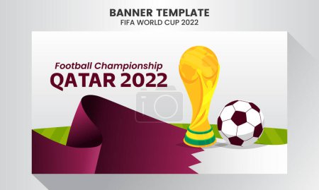Illustration for Gradient world footbal championship in qatar horizontal banner template - Royalty Free Image