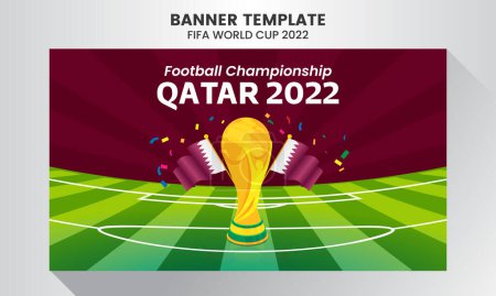Illustration for Gradient world football championship in qatar banner illustration template - Royalty Free Image