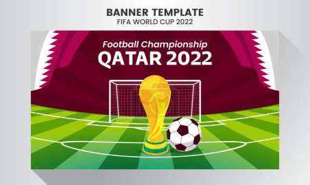 Illustration for Gradient world football championship in qatar horizontal banner template - Royalty Free Image