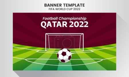 Téléchargez les illustrations : Championnat du monde de football plat en bannière illustration qatar - en licence libre de droit