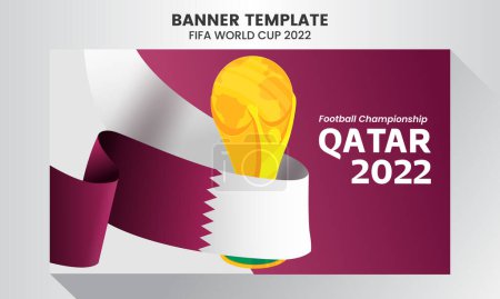 Illustration for Football championship in qatar with the national flag of qatar - Royalty Free Image