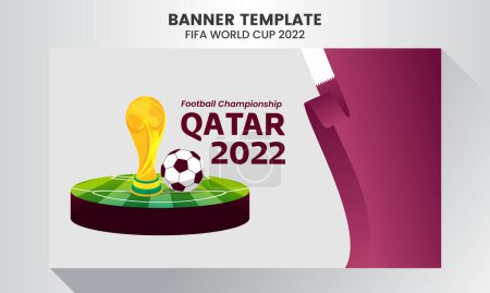 Illustration for Flat world football championship in qatar horizontal banner template - Royalty Free Image