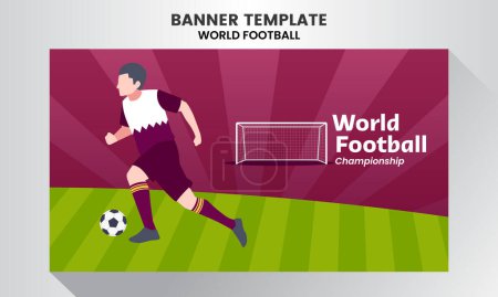 Illustration for Player football dribbling Banner on the theme of world football championship - Royalty Free Image