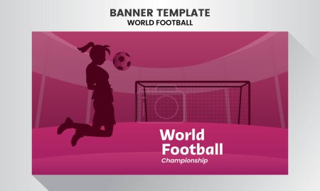 Illustration for Girl player football silhouette banner background world football championship - Royalty Free Image