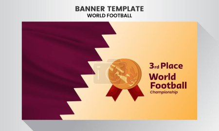 Illustration for Third place Football world cup background for banner, soccer championship - Royalty Free Image