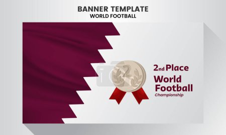 Illustration for Second place Football world cup background for banner, soccer championship - Royalty Free Image