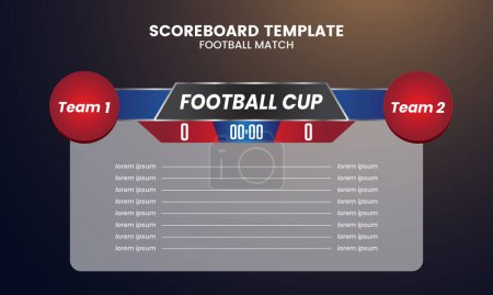Illustration for Football scoreboard and global stats broadcast graphic soccer template. Analytics board - Royalty Free Image