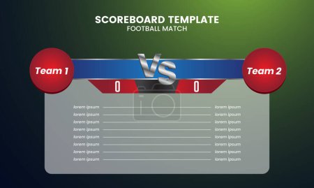 Illustration for Football scoreboard and global stats broadcast graphic soccer template - Royalty Free Image