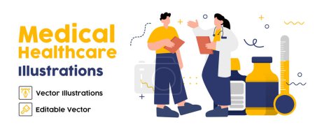 Illustration for Medical Doctor and pharmacy concept. flat vector illustration fit for flyer, banner and landing page - Royalty Free Image