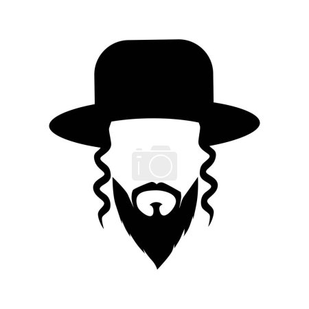 Téléchargez les illustrations : Graphique simple d'un homme à longue barbe portant un chapeau - en licence libre de droit