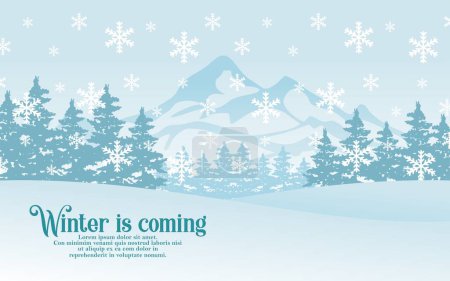 Illustration for Winter season landscape with christmas tree and snow vector background - Royalty Free Image