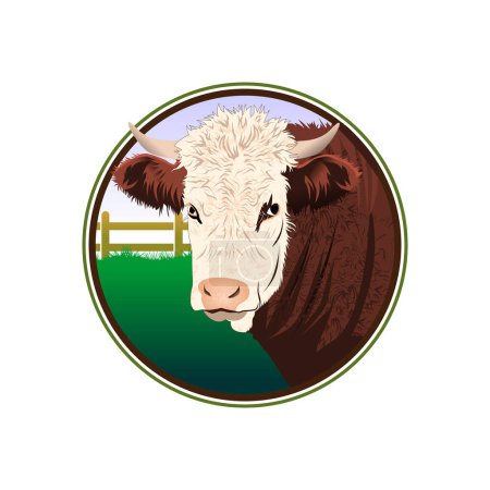 Téléchargez les illustrations : Hereford bétail ferme logo idée de conception sur fond blanc. SPE 10. - en licence libre de droit