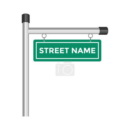 Illustration for Green street sign, fixed on a pole. An individual street name can be labeled - Royalty Free Image