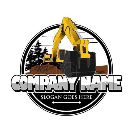 Excavating land clearing constructing logo design