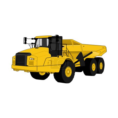 Ilustración de Camión volquete articulado. Equipo pesado vehículo aislado color vector ilustración - Imagen libre de derechos