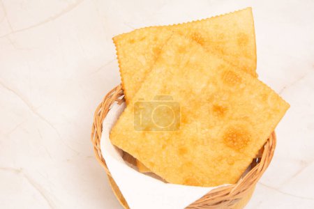 Pastel de Feira crocante brasileiro traditional pastry fried street food isolated front view