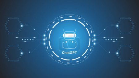 chatGPT Ai artificial intelligence technology hitech concept. chat GPT with smart bot, open Ai, line, lights, technology Abstract, vector. design for chat, web banner, background, transformation.