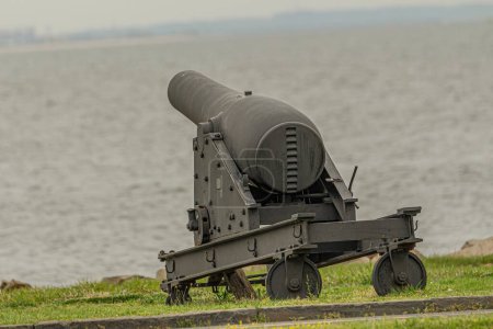 cannon on the shore of fort hancock 
