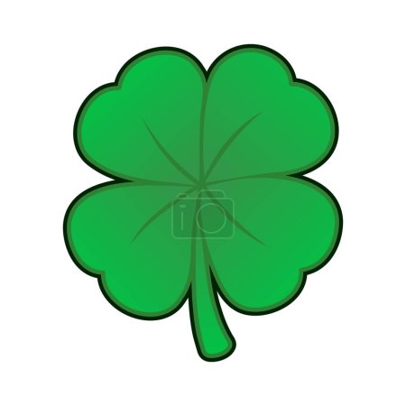 Illustration for Happy Saint Patrick's Day. Green Four Leaf Clover icon - Royalty Free Image