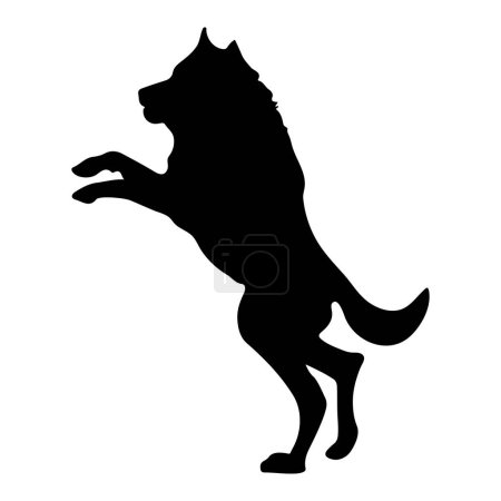 Téléchargez les illustrations : Silhouette de chien ou loup debout sur ses pattes arrière illustration vectorielle - en licence libre de droit