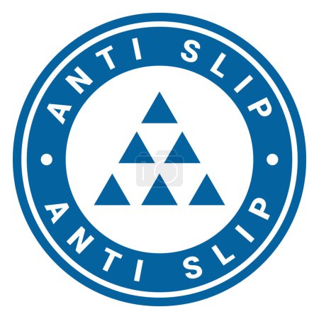 Blauer Anti Slip isolierter runder Stempel mit Pyramidensymbol-Vektorillustration