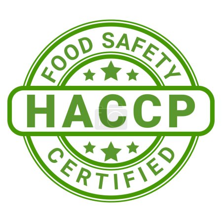 Illustration for Green Food Safety HACCP Certified stamp sticker with Stars vector illustration - Royalty Free Image