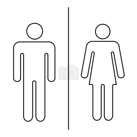 Illustration for Minimalist Hollow Woman and Man public toilet sign. Restroom door pictograms vector illustration - Royalty Free Image