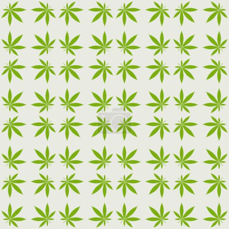 Illustration for Green Cannabis or Hemp Leaves on Hemp Paper Background Seamless Pattern vector illustration - Royalty Free Image