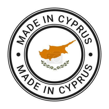 Hergestellt in Zypern runde Briefmarke Aufkleber mit Flaggenvektorabbildung