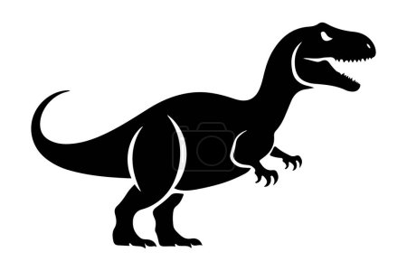 Angry Tyrannosaurus Rex Silhouette. Black on White Dinosaur vector illustration