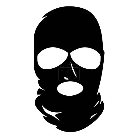 Icono de máscara terrorista negro, logotipo, ilustración de vector de etiqueta engomada