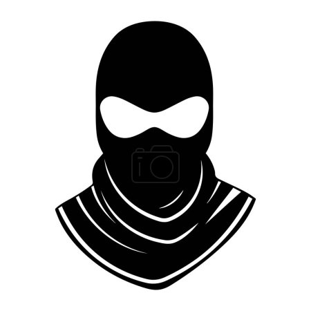 Icône de masque terroriste noir, logo, modèle vectoriel autocollant