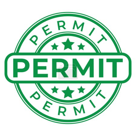 Green Permit isolated stamp, sticker, sign with Stars vector illustration