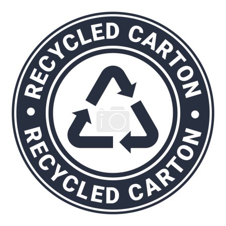 Grey Recycled Carton isolated round stamp, sticker, sign with Recycle icon vector illustration