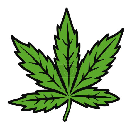 Illustration for Hand Drawn Green Cannabis, Hemp, Marijuana Leaf icon vector illustration - Royalty Free Image