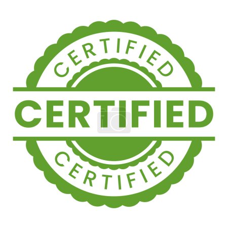 Sello de goma aislado certificado verde, etiqueta engomada, ilustración del vector del sello