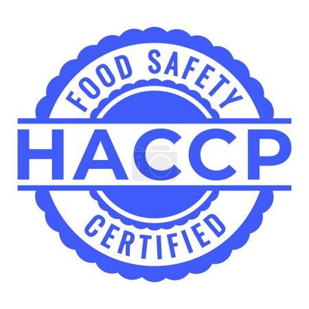 Blaue Lebensmittelsicherheit HACCP-zertifizierter isolierter Stempel, Aufkleber, Zeichenvektorabbildung