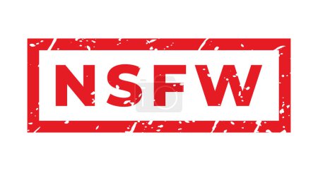 Sello grunge aislado rojo NSFW, etiqueta engomada, ilustración del vector de cabecera
