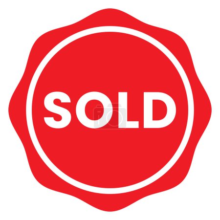 Rojo Vendido sello de goma aislado, etiqueta engomada, signo vector ilustración