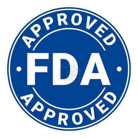 Téléchargez les illustrations : Bleu foncé FDA Approuvé isolé rond timbre, autocollant, illustration vectorielle signe - en licence libre de droit