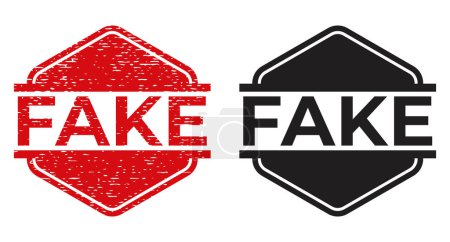 Red grunge and Black Fake isolated stamp, sticker, banner vector illustration