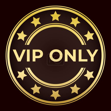Gold VIP Solo sello redondo aislado, etiqueta engomada, signo con ilustración vector Estrellas